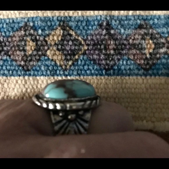 Turquoise and silver-tone Ring - Picture 2 of 3